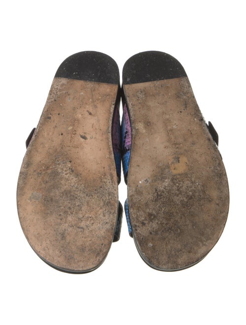 Marion Parke Leather Floral Print Slides