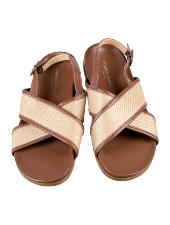 Marion Parke Leather Colorblock Pattern Slingback Sandals