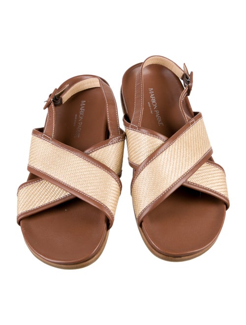 Marion Parke Leather Colorblock Pattern Slingback Sandals