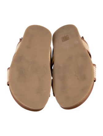 Marion Parke Leather Colorblock Pattern Slingback Sandals