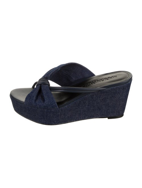 Marion Parke Denim Leather Trim Embellishment Slides