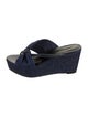 Marion Parke Denim Leather Trim Embellishment Slides