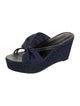 Marion Parke Denim Leather Trim Embellishment Slides