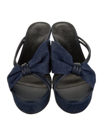Marion Parke Denim Leather Trim Embellishment Slides