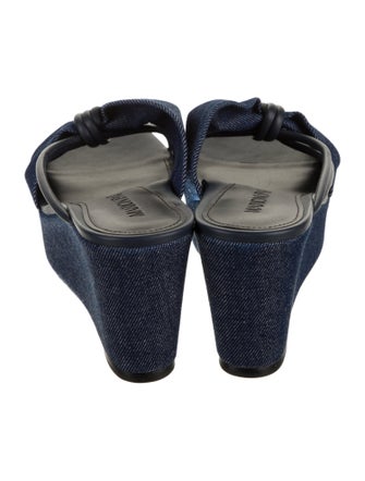 Marion Parke Denim Leather Trim Embellishment Slides