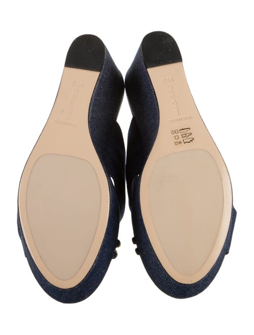 Marion Parke Denim Leather Trim Embellishment Slides