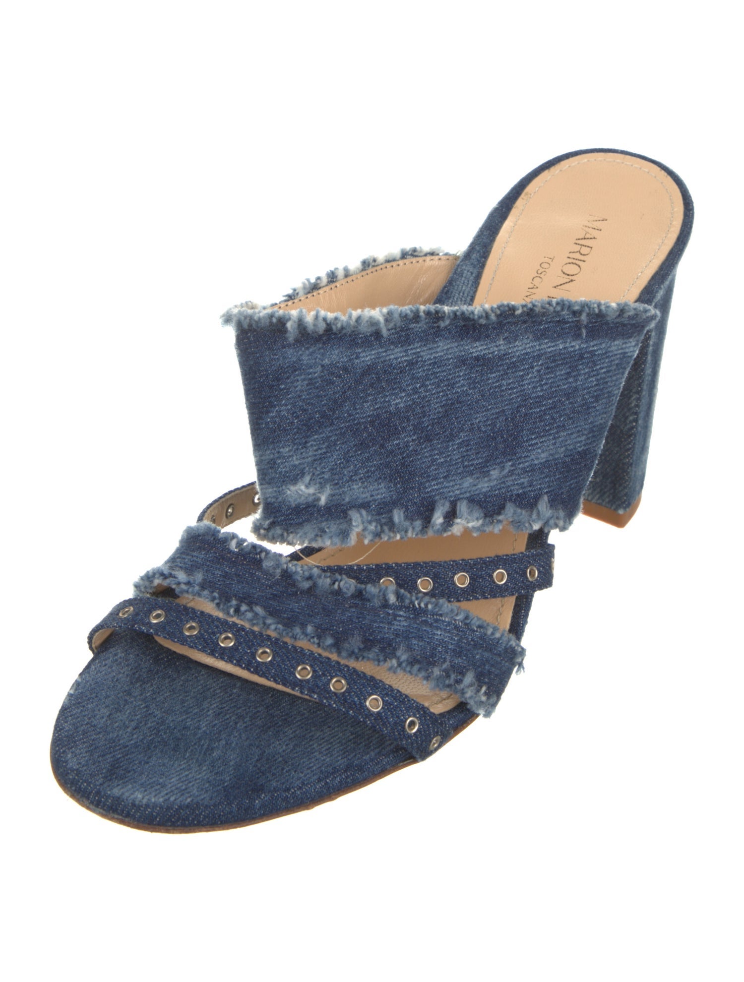 Marion Parke Denim Raw-Edge Trim Slides