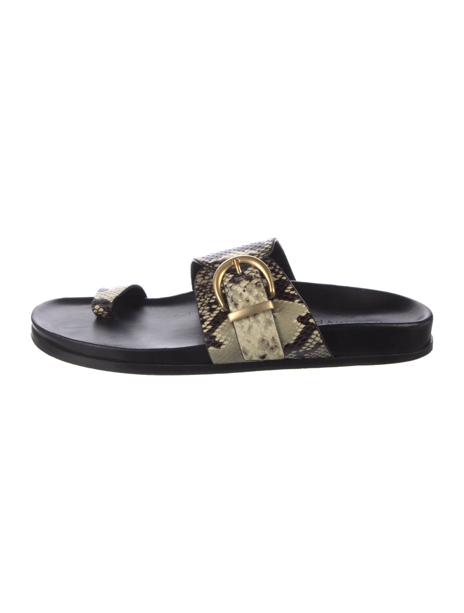 Marion Parke Leather Animal Print Slides