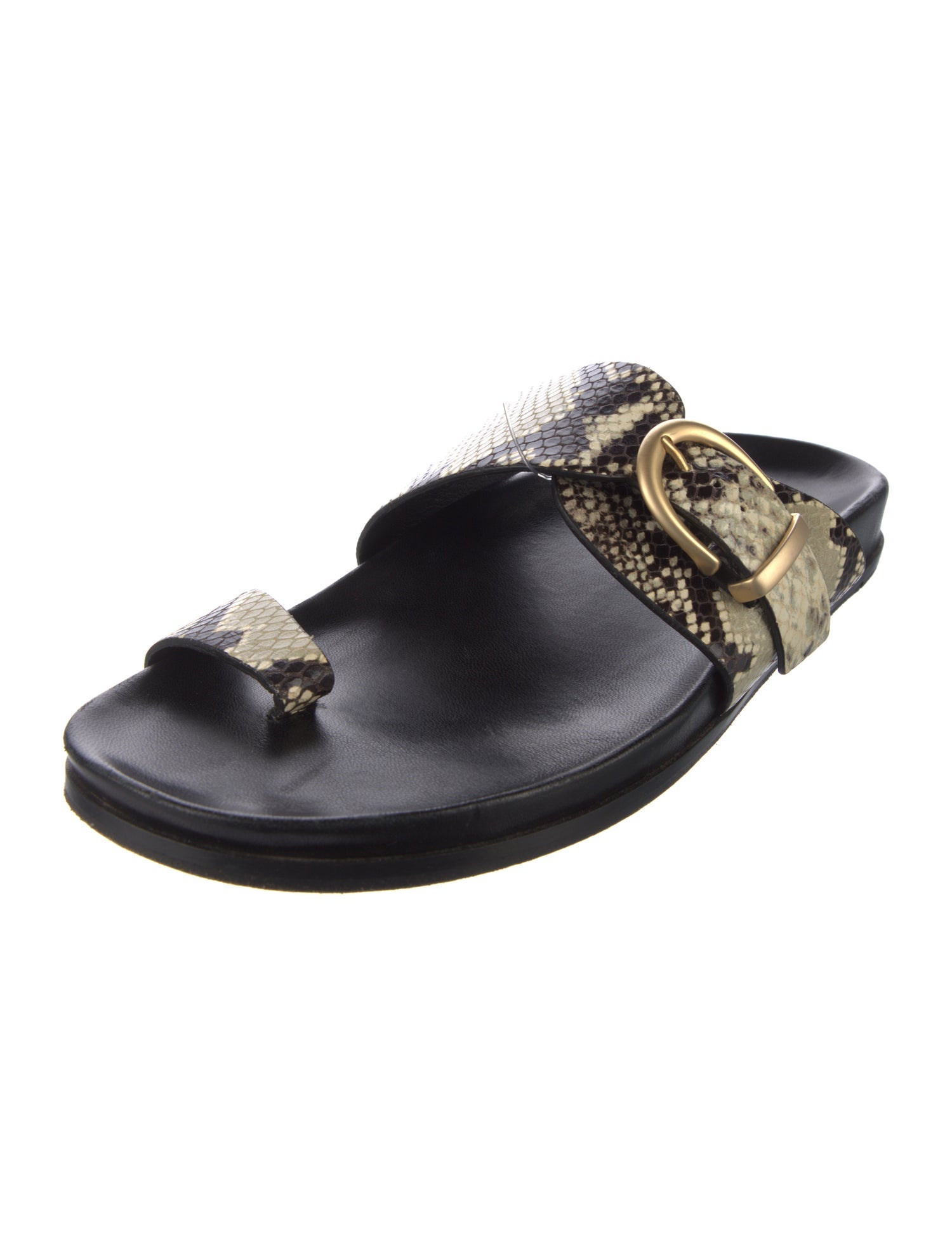 Marion Parke Leather Animal Print Slides