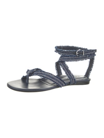 Marion Parke Denim Raw-Edge Trim Gladiator Sandals