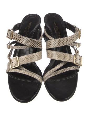 Marion Parke Leather Animal Print Slides