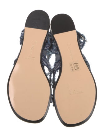 Marion Parke Denim Raw-Edge Trim Gladiator Sandals