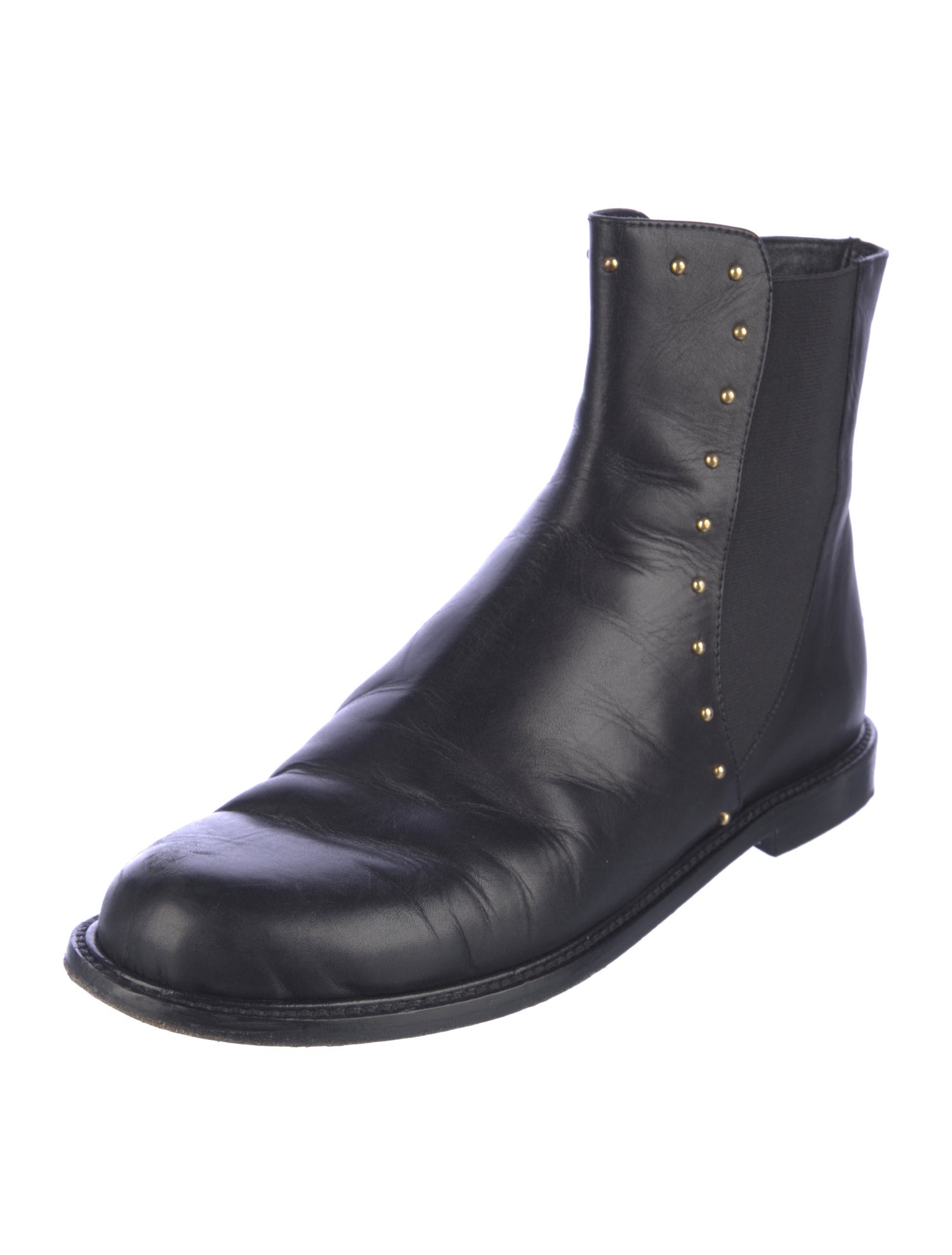 Marion Parke Leather Studded Accents Chelsea Boots