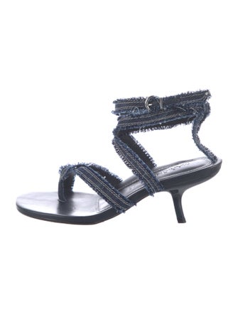 Marion Parke Denim Raw-Edge Trim Sandals