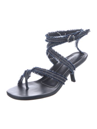 Marion Parke Denim Raw-Edge Trim Sandals