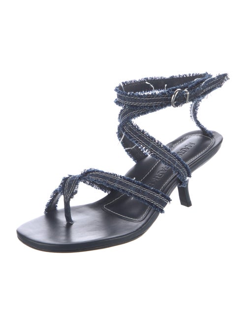 Marion Parke Denim Raw-Edge Trim Sandals
