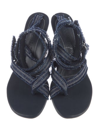 Marion Parke Denim Raw-Edge Trim Sandals