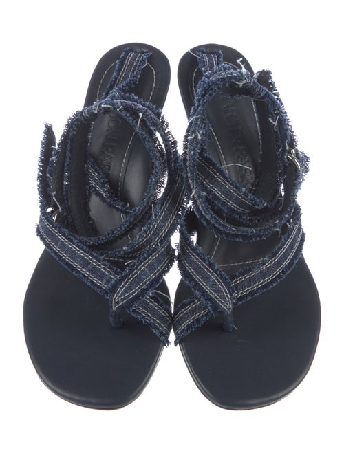 Marion Parke Denim Raw-Edge Trim Sandals