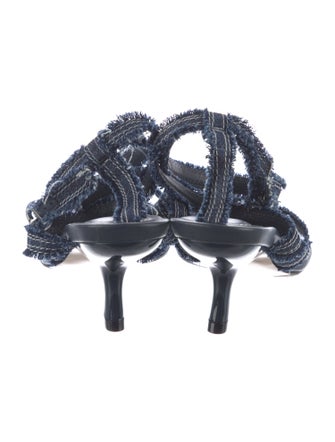 Marion Parke Denim Raw-Edge Trim Sandals