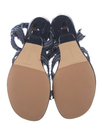 Marion Parke Denim Raw-Edge Trim Sandals