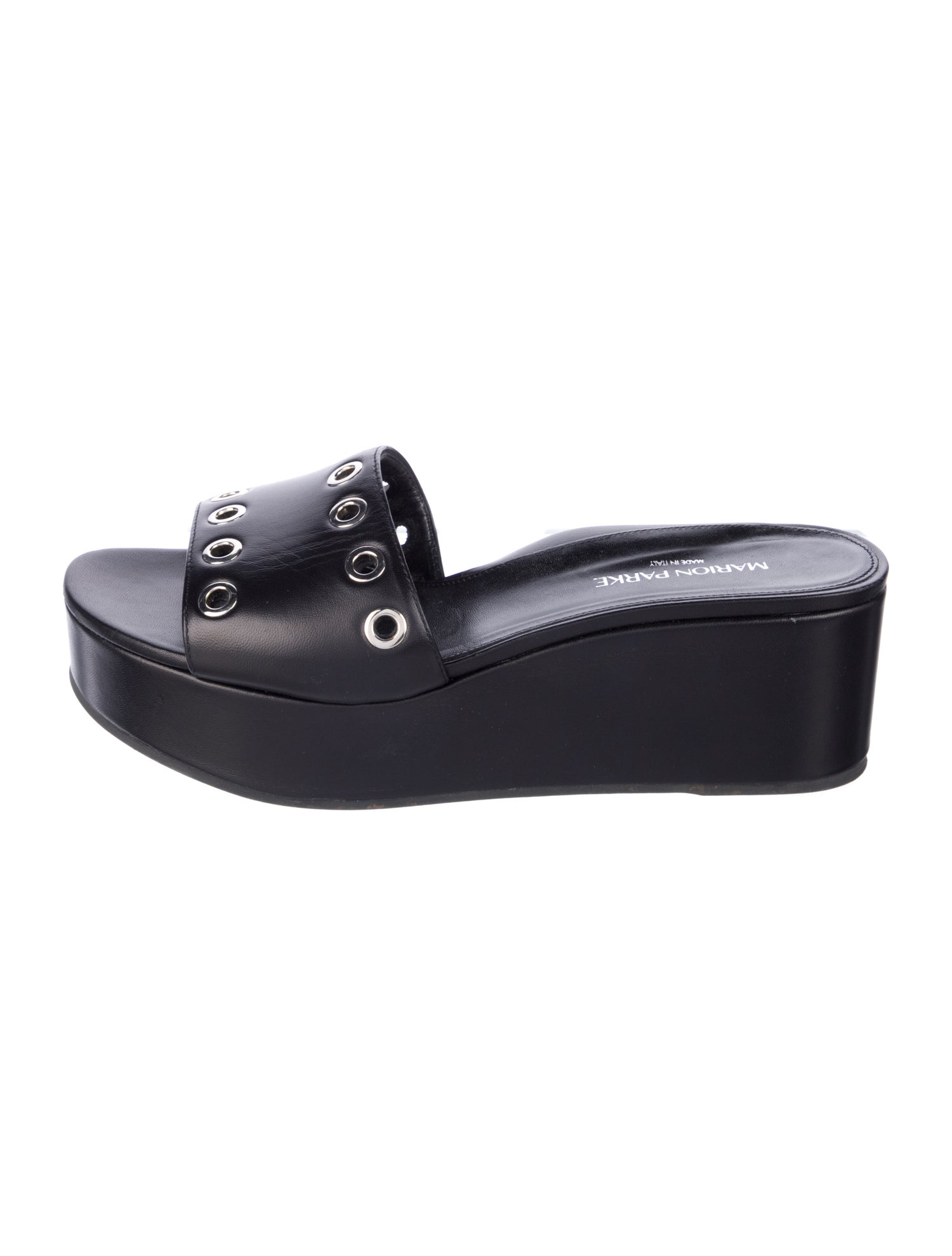 Marion Parke Leather Eyelet Trim Slides