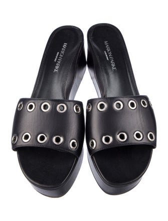Marion Parke Leather Eyelet Trim Slides