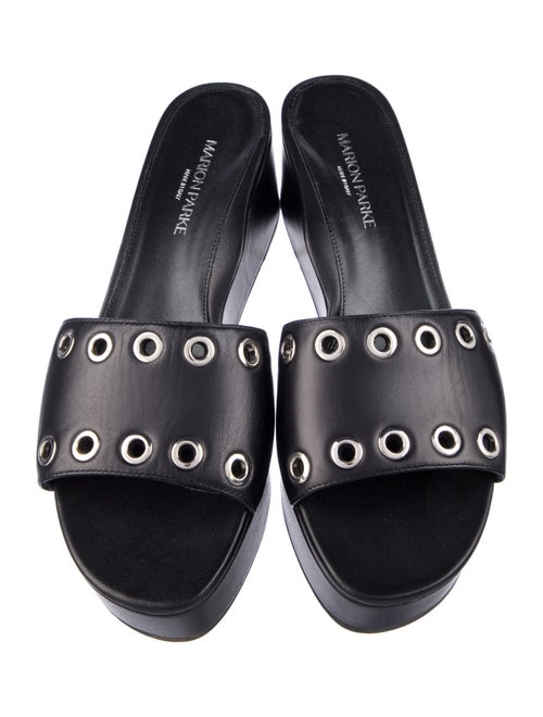 Marion Parke Leather Eyelet Trim Slides