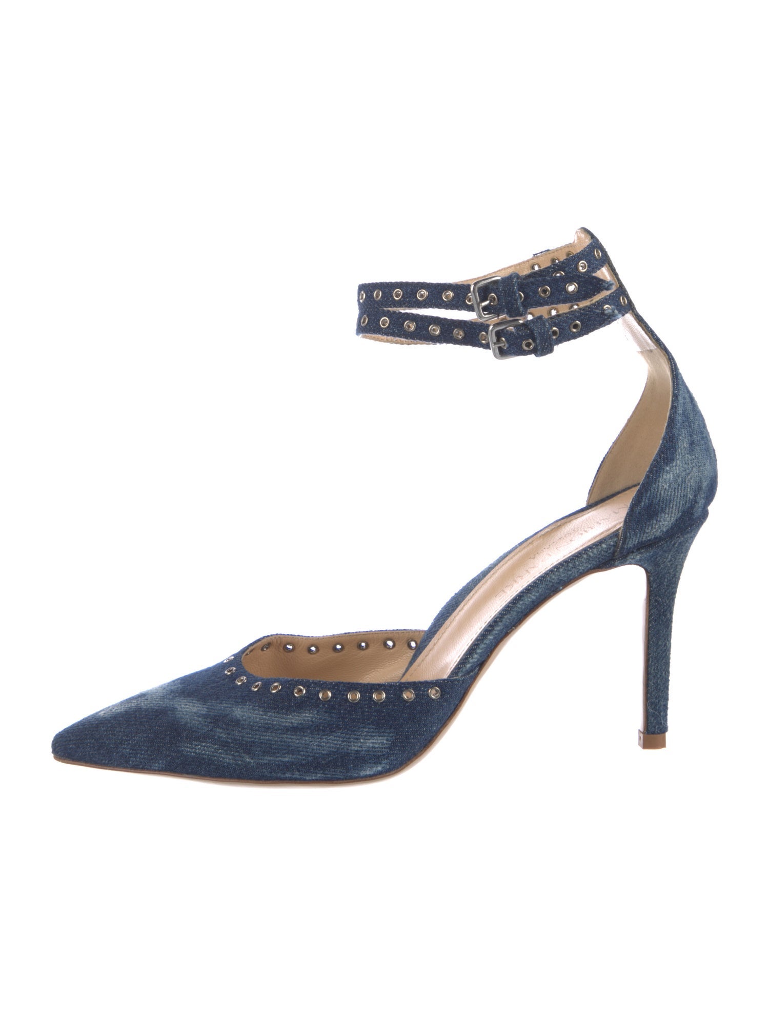 Marion Parke Denim Lasercut Accents D'Orsay Pumps