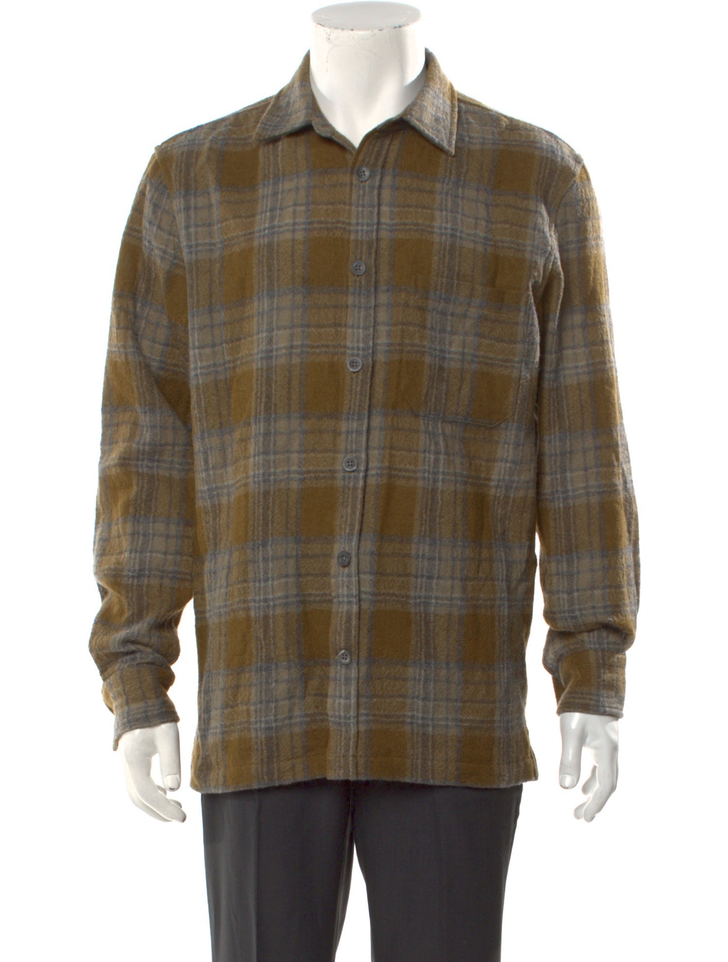 Mr P. Virgin Wool Plaid Print Shirt