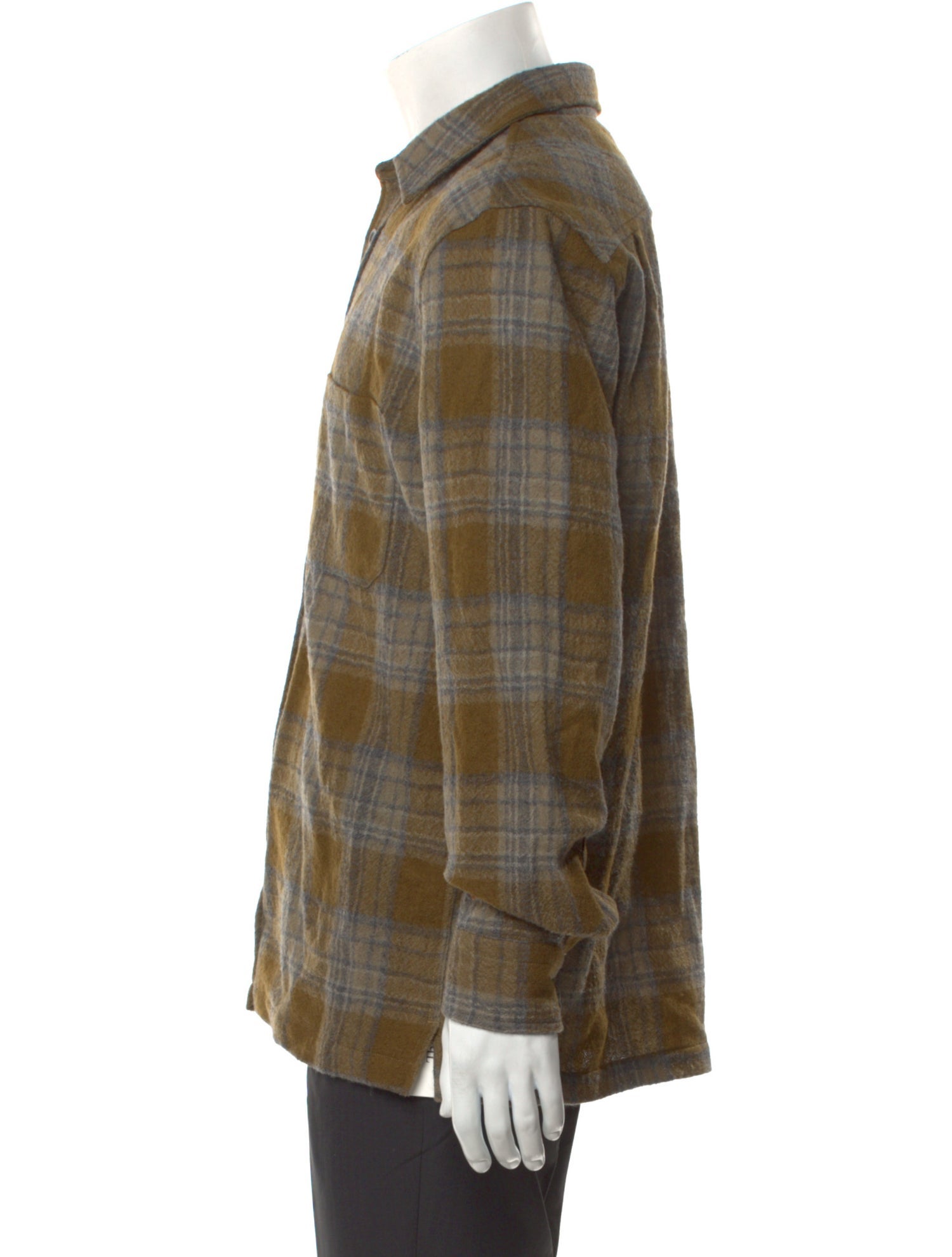 Mr P. Virgin Wool Plaid Print Shirt