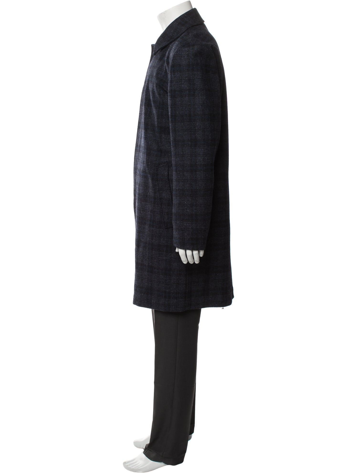 Mr P. Wool Plaid Print Overcoat