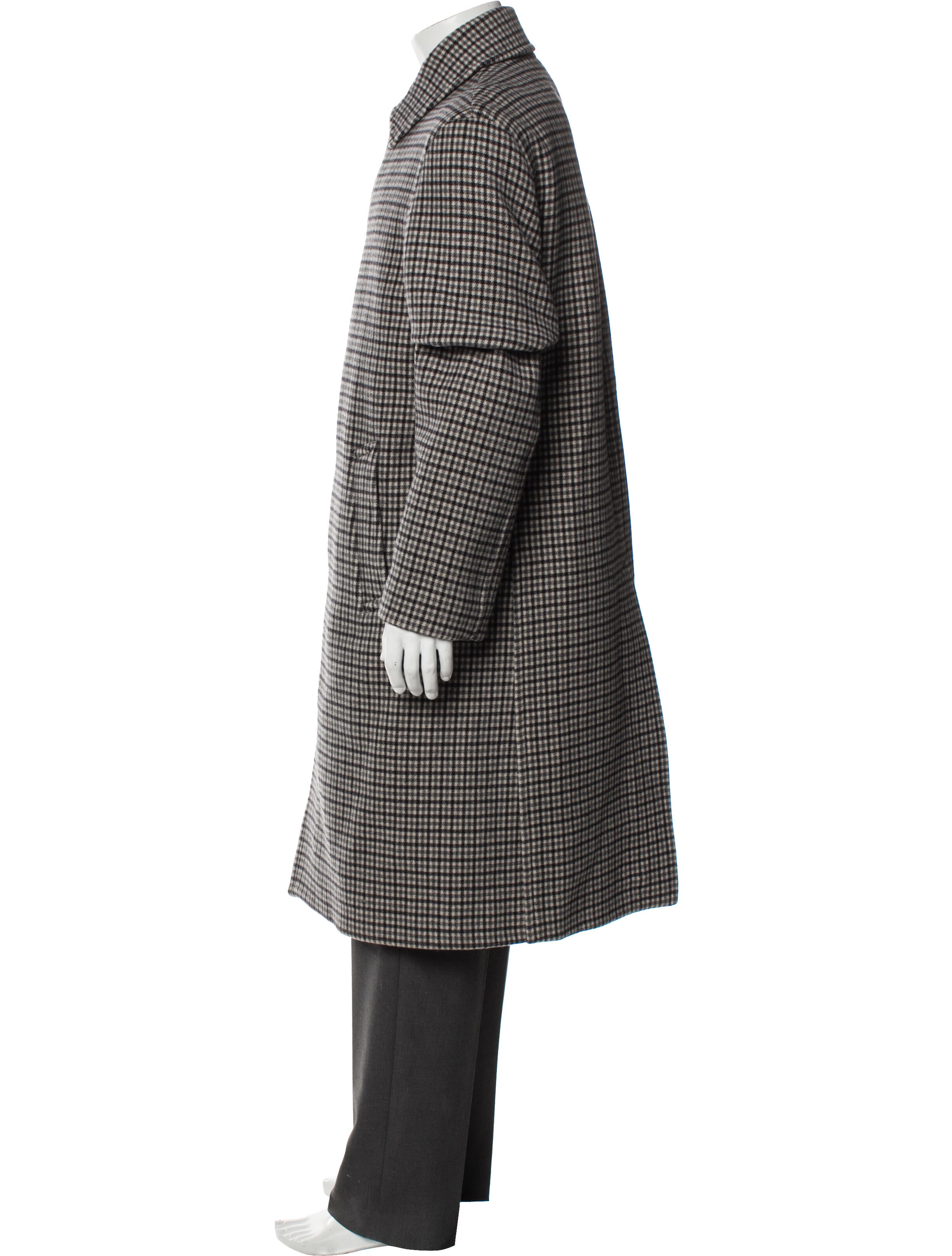 Mr P. Wool Plaid Print Overcoat