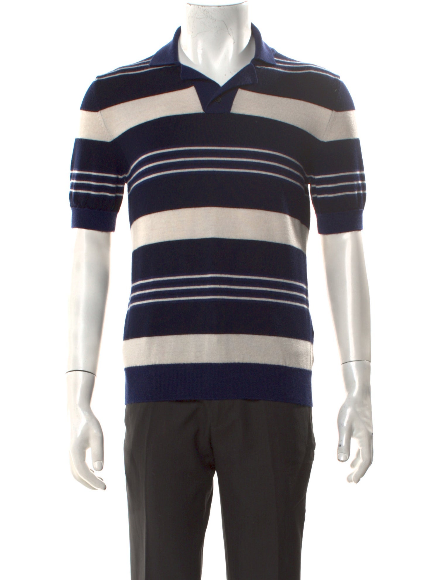 Mr P. Merino Wool Striped Polo Sweater