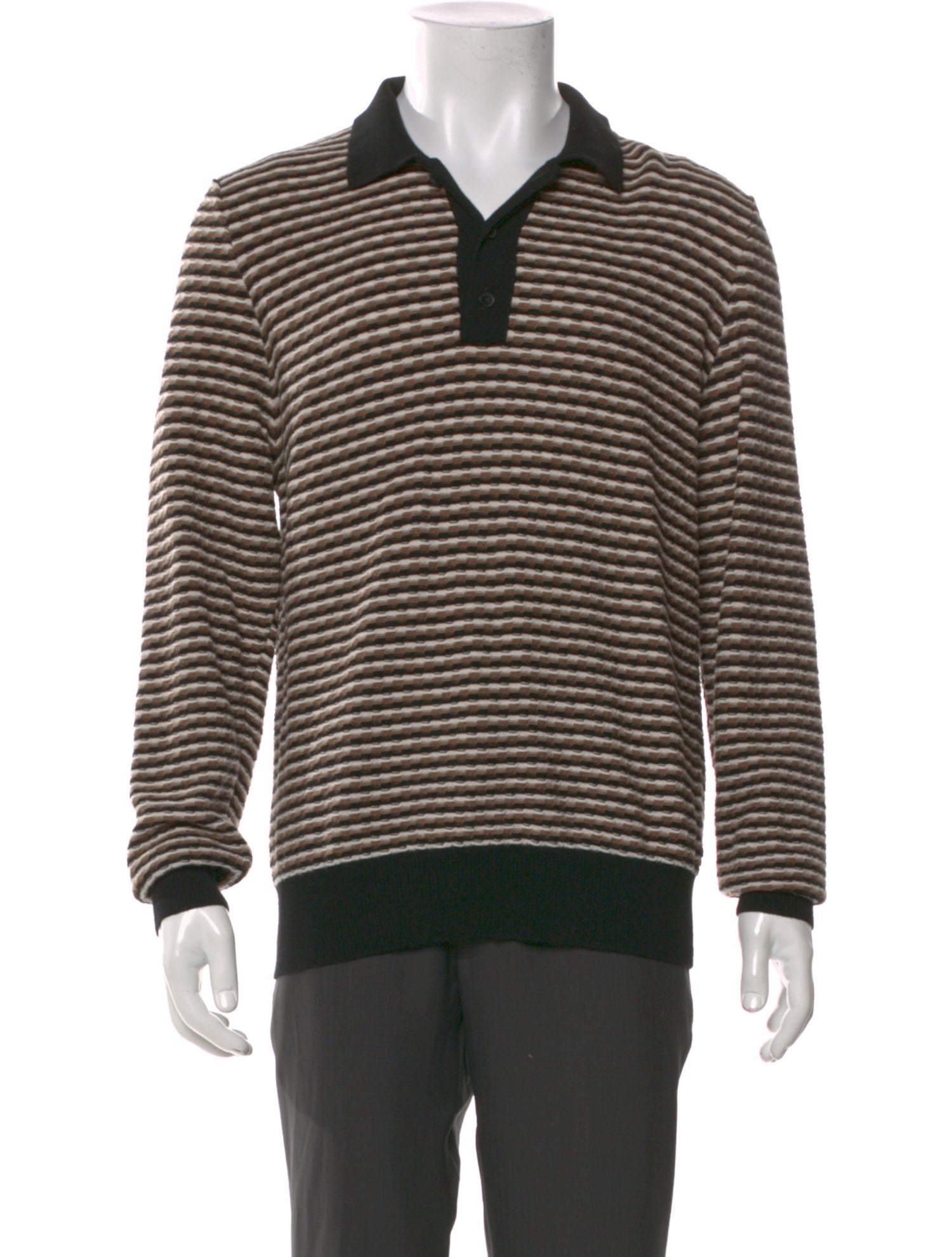 Mr P. Merino Wool Striped Polo Sweater