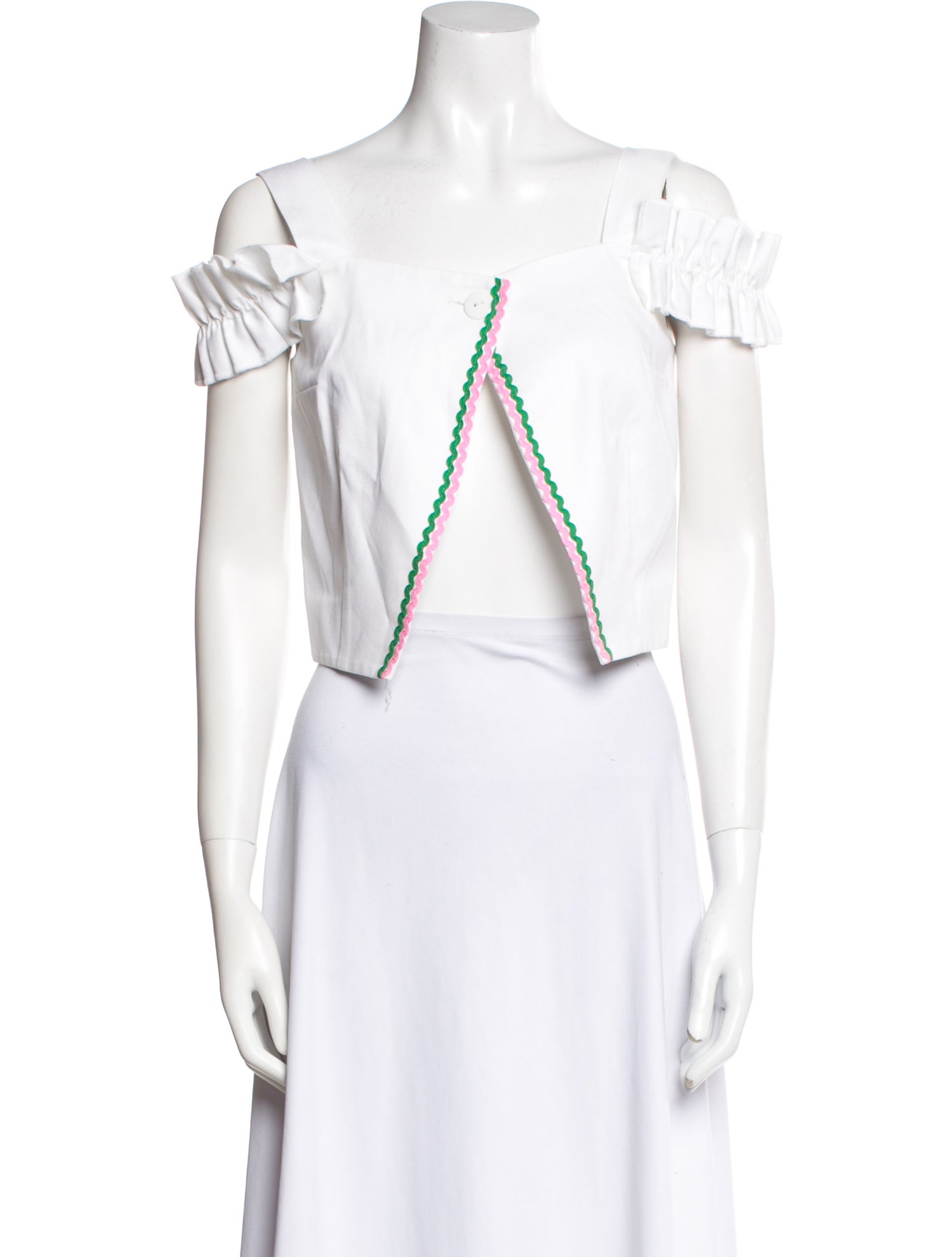 Marianna Senchina Square Neckline Short Sleeve Crop Top