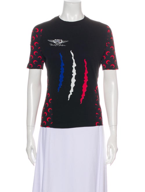 Marine Serre Graphic Print Crew Neck T-Shirt Marin