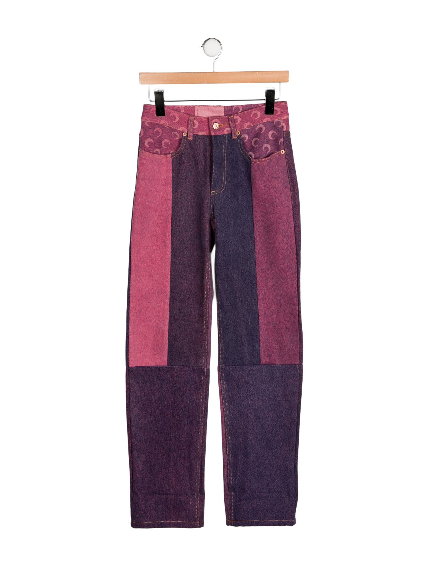 Marine Serre Mid-Rise Straight Leg Jeans