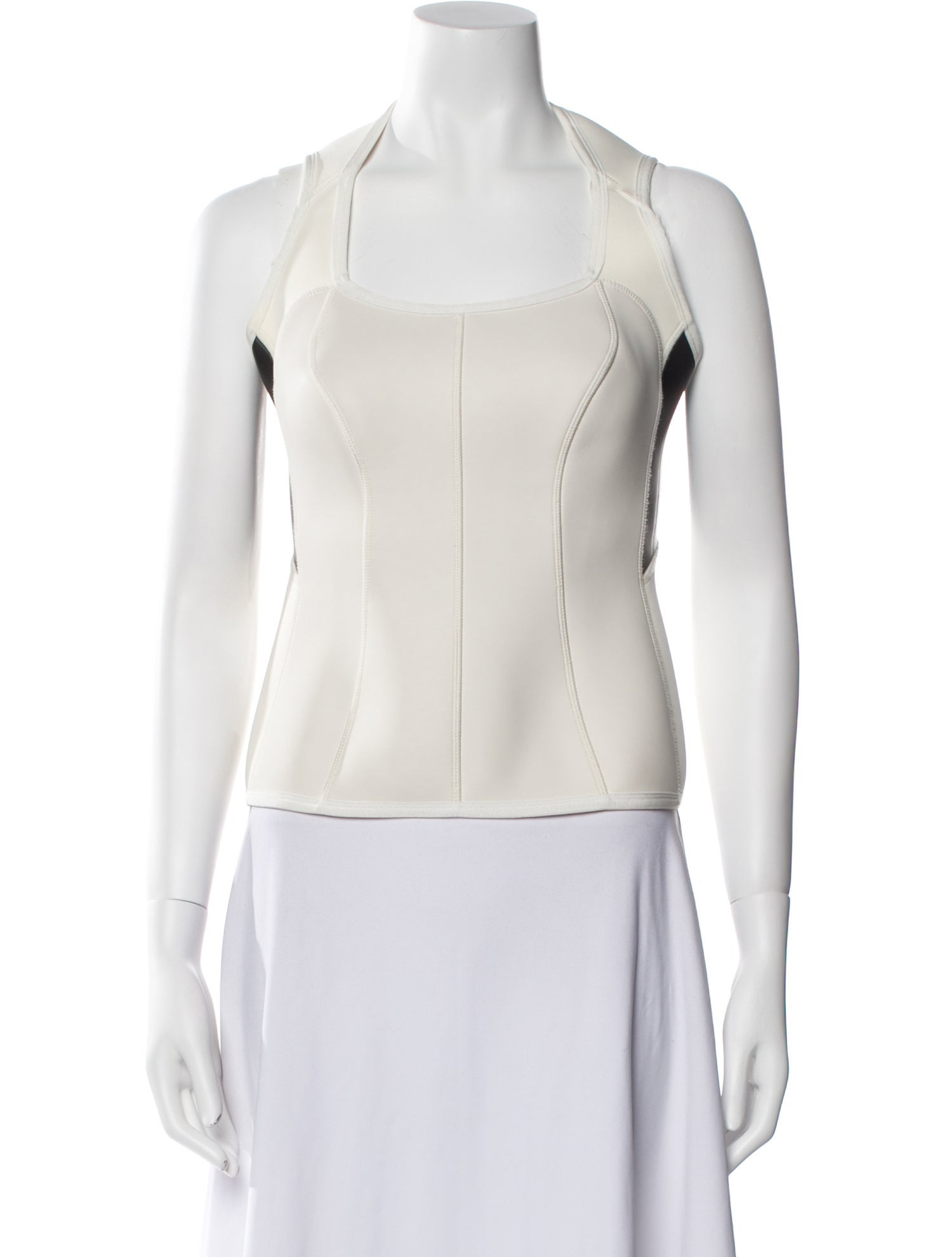 Marine Serre Nylon Square Neckline Crop Top