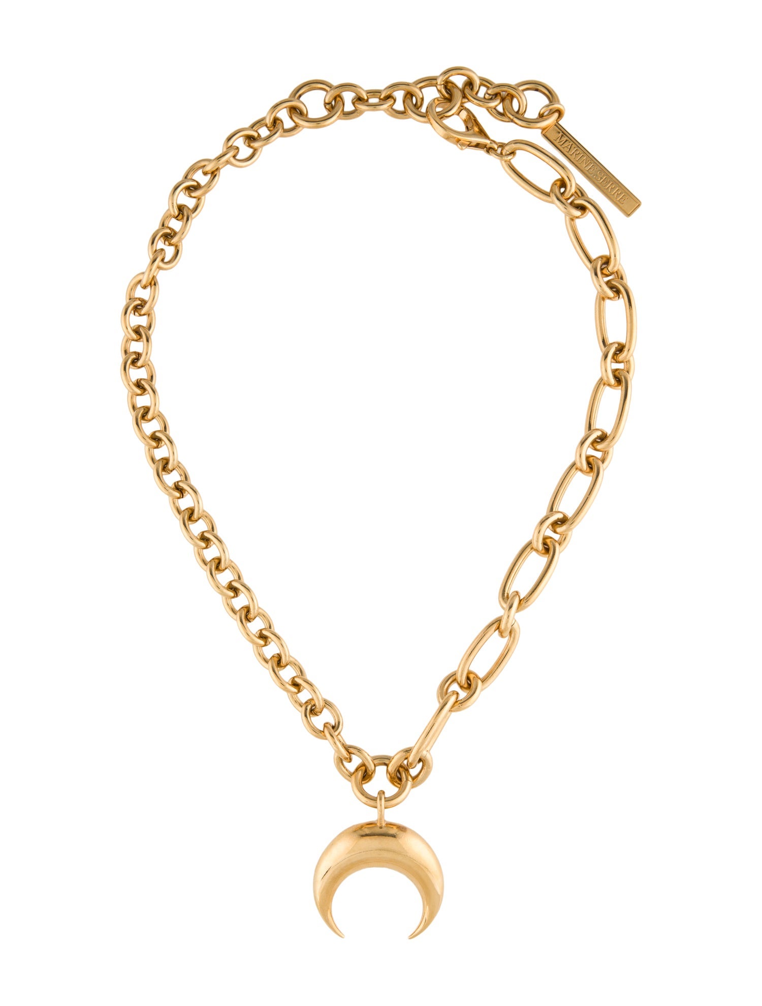 Marine Serre Regenerated Moon Crescent Pendant Necklace