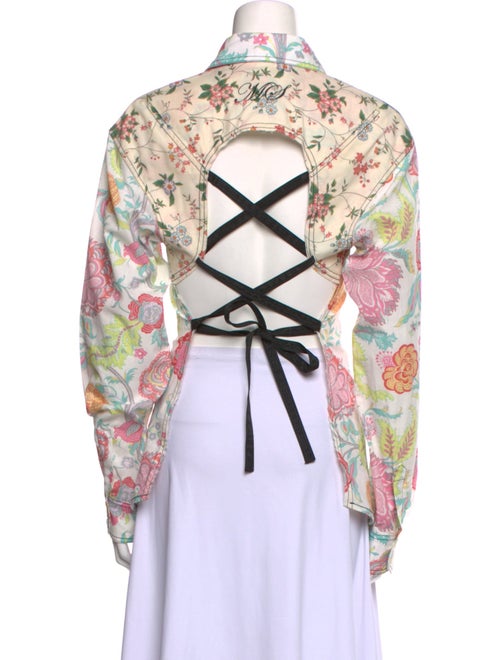 Marine Serre Paisley Print Long Sleeve Button-Up Top