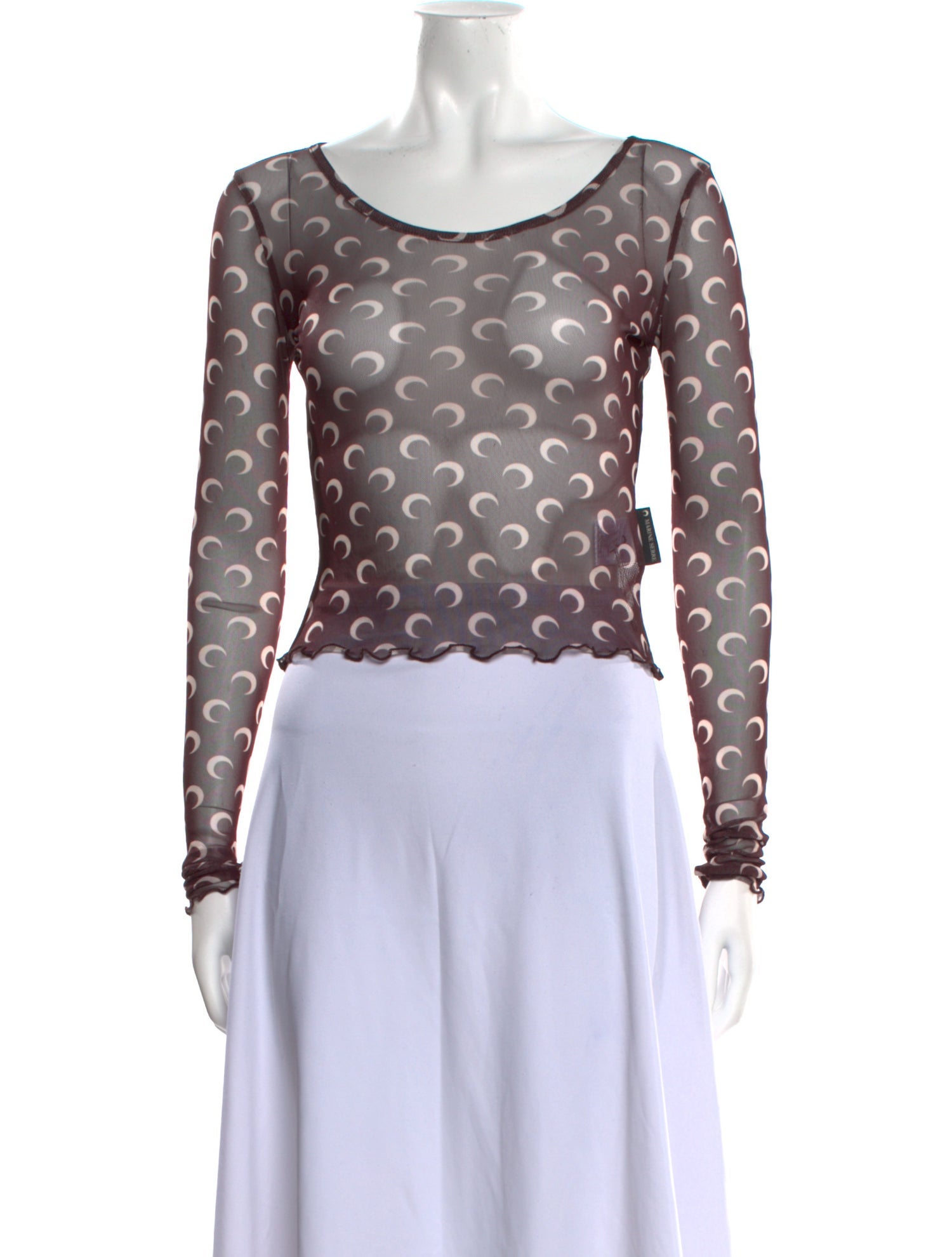 Marine Serre Scoop Neck Long Sleeve Crop Top