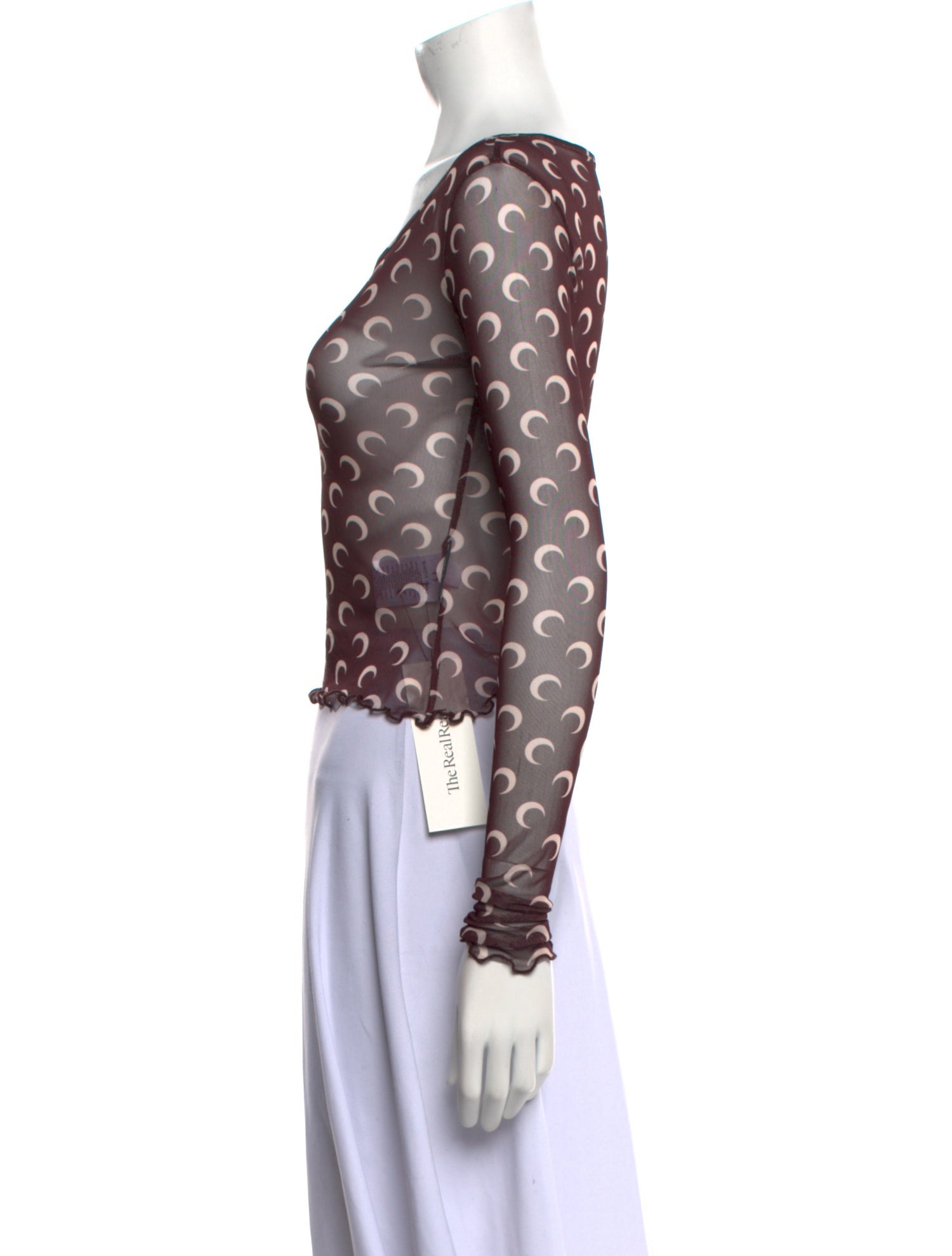 Marine Serre Scoop Neck Long Sleeve Crop Top