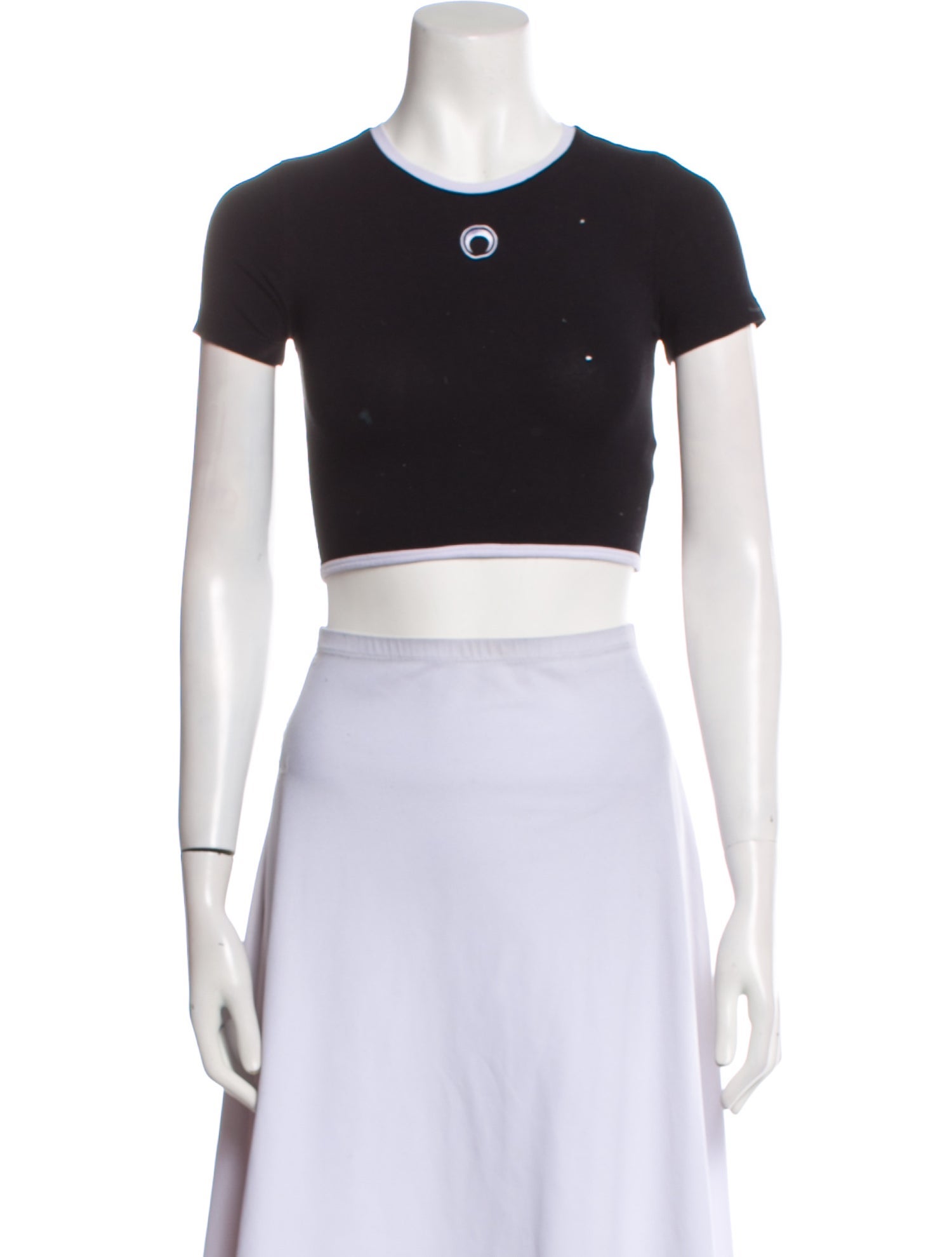 Marine Serre Crew Neck Short Sleeve Crop Top