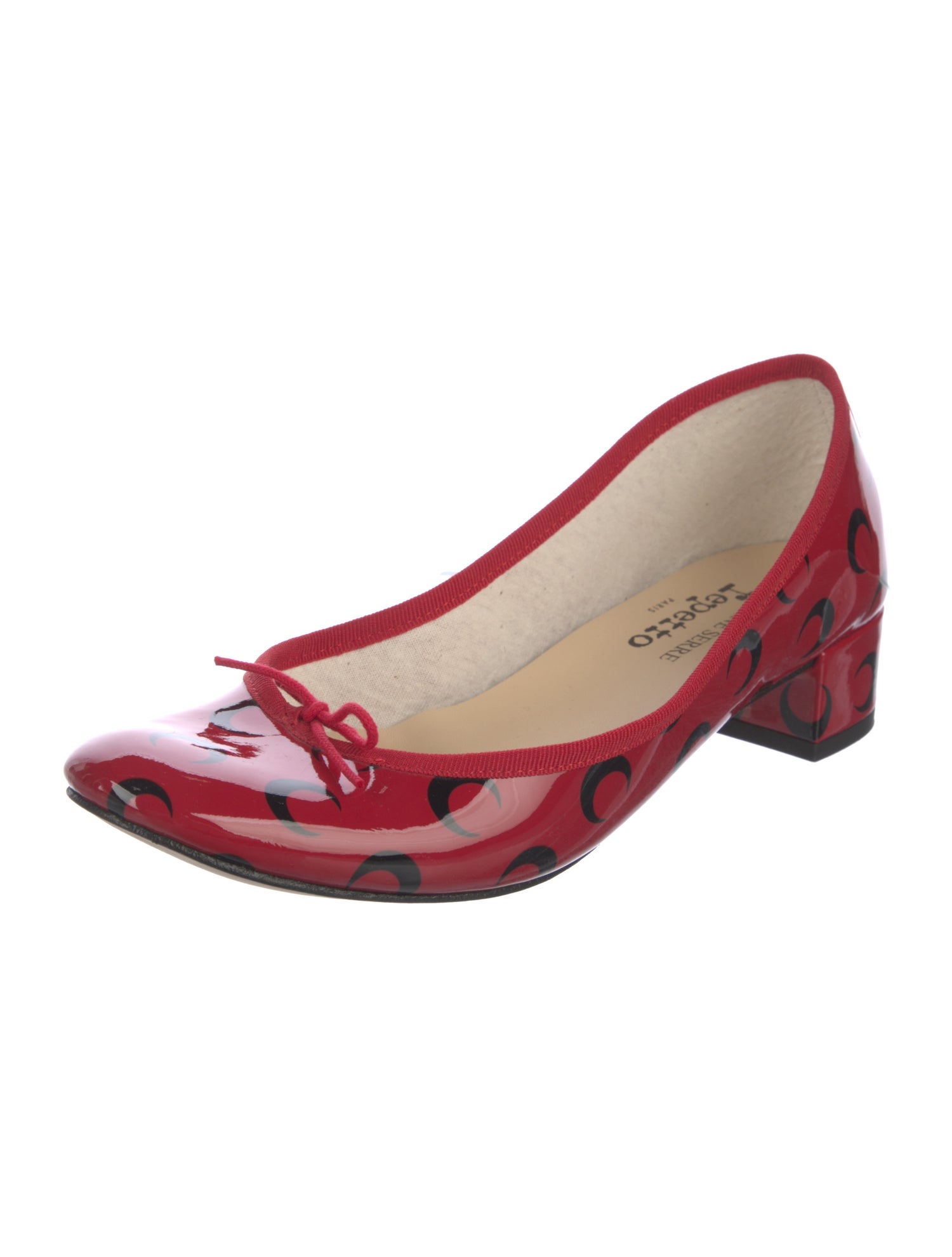 Marine Serre Patent Leather Printed Pumps
