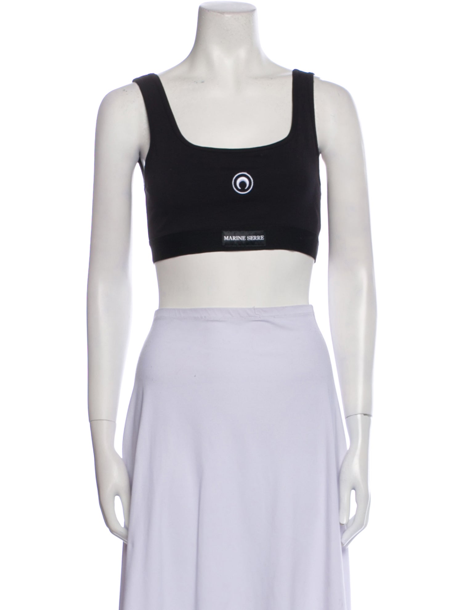 Marine Serre Graphic Print Square Neckline Crop Top