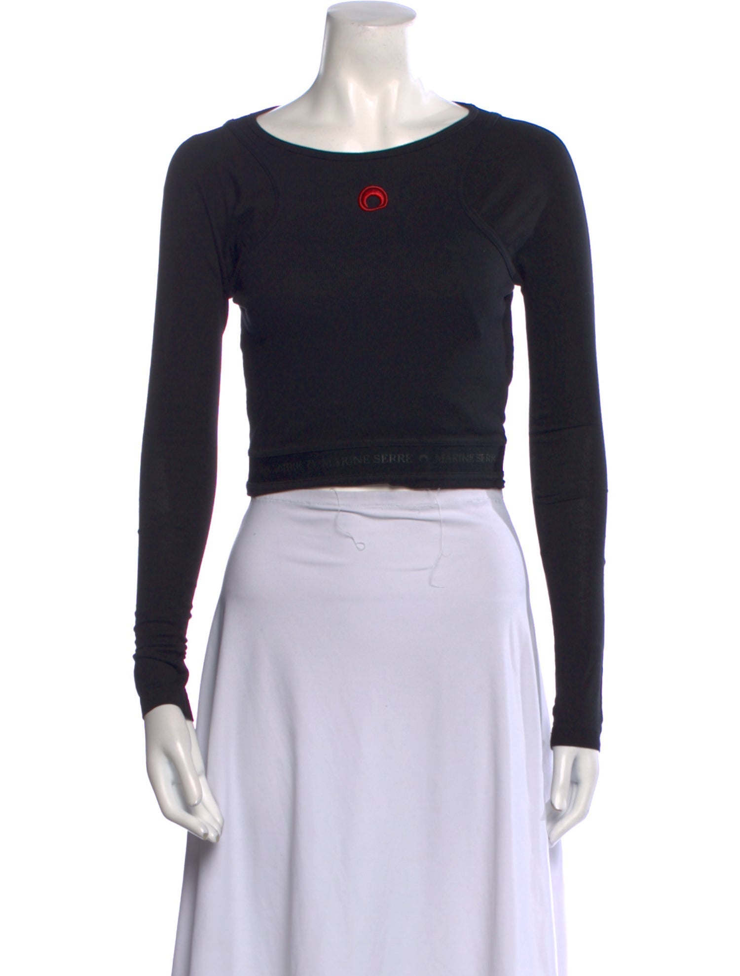 Marine Serre Bateau Neckline Long Sleeve Crop Top