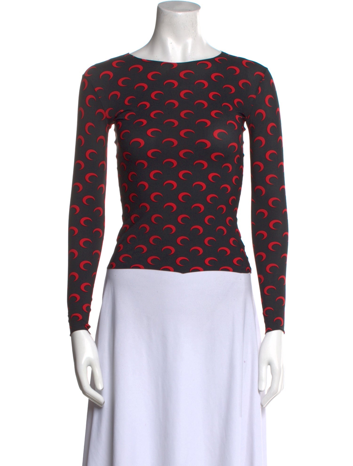 Marine Serre White Line Printed Crop Top