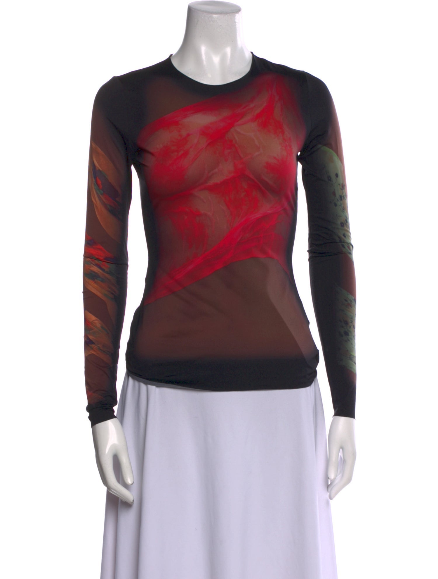 Marine Serre Silk Tie-Dye Print Top