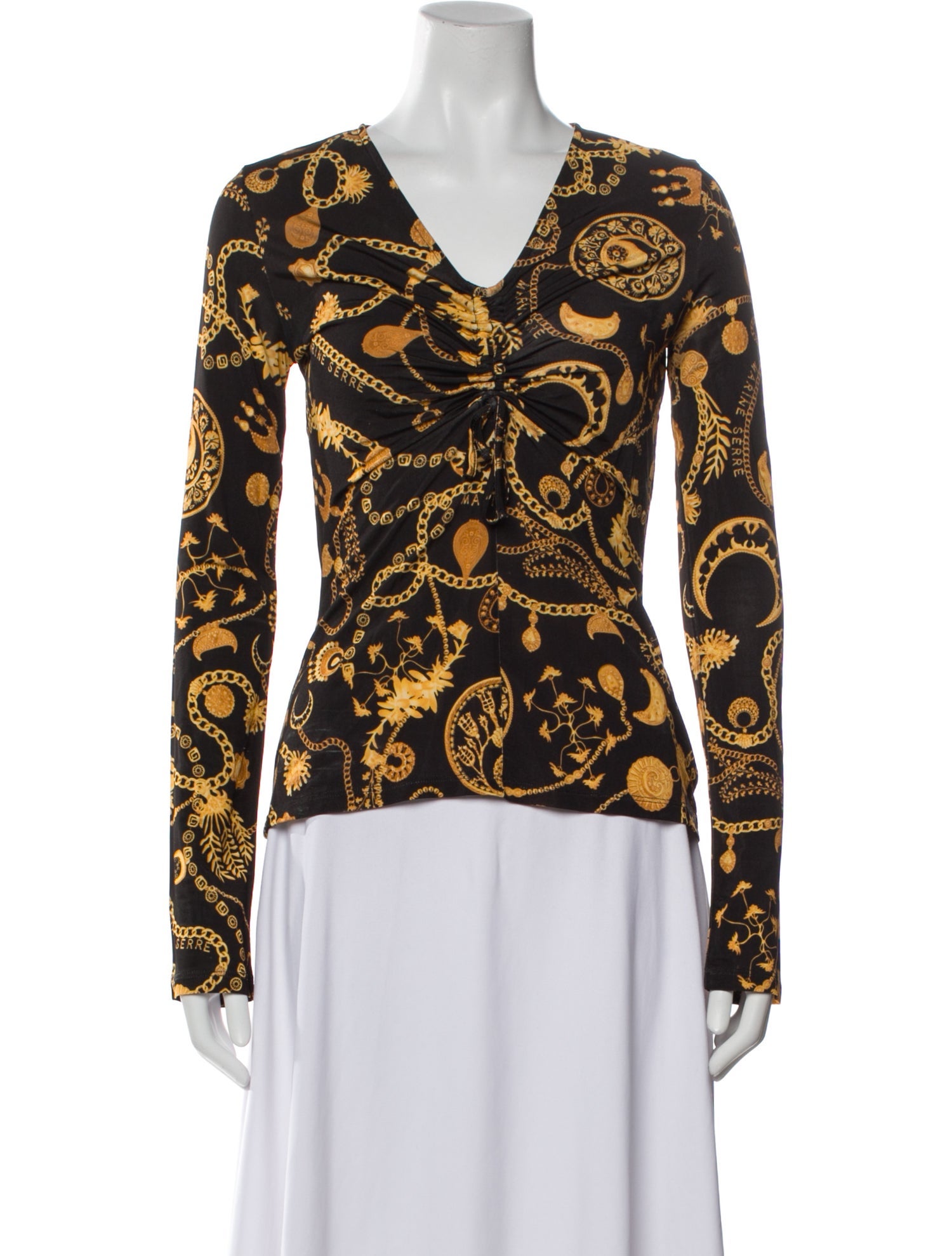 Marine Serre Printed V-Neck Top