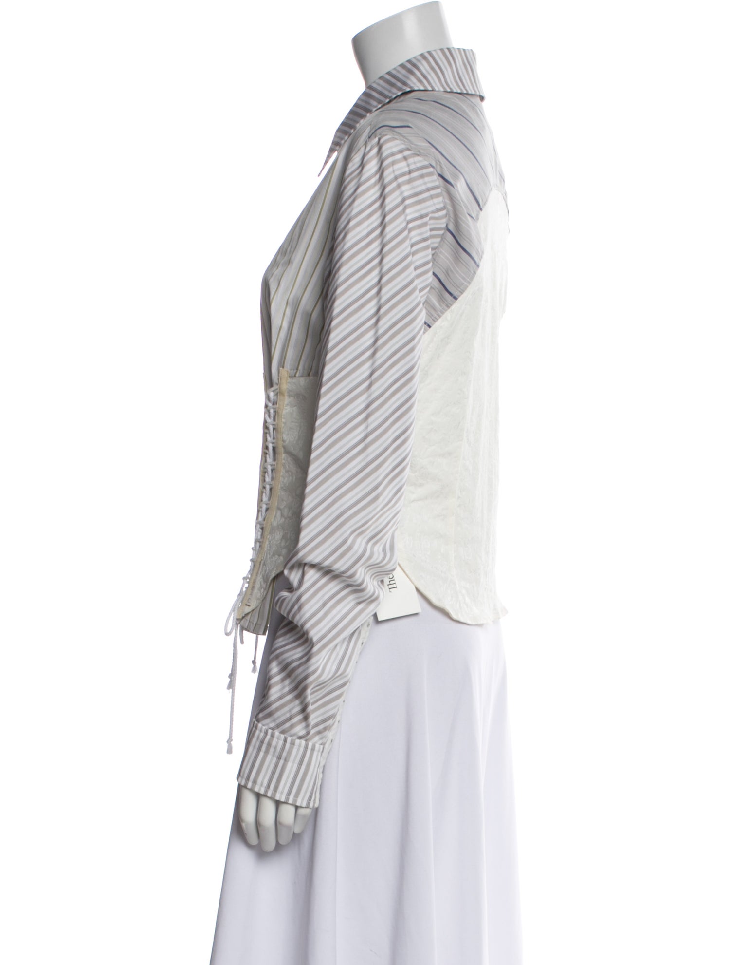 Marine Serre Striped Long Sleeve Button-Up Top